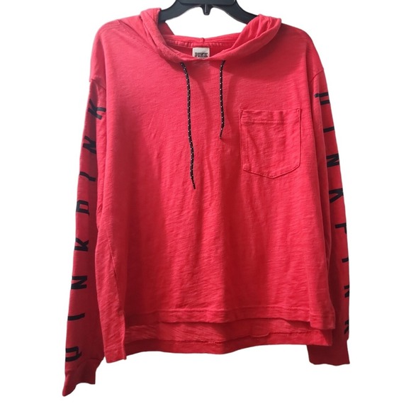 Victoria's Secret Tops - PINK Victoria's Secret Hoodie Pullover Long Sleeve Graphic Red‎ S